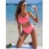 imageANRABESS Women Swimsuits Two Piece Bikini Set High Waisted Ribbed Tummy Control Modest Bathing Suits 2026 Beach Swim WearCoral Pink