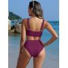 imageANRABESS Women Swimsuits Two Piece Bikini Set High Waisted Ribbed Tummy Control Modest Bathing Suits 2026 Beach Swim WearFuchsia