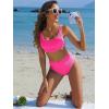 imageANRABESS Women Swimsuits Two Piece Bikini Set High Waisted Ribbed Tummy Control Modest Bathing Suits 2026 Beach Swim WearHot Pink