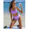 imageANRABESS Women Swimsuits Two Piece Bikini Set High Waisted Ribbed Tummy Control Modest Bathing Suits 2026 Beach Swim WearLight Purple