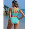 imageANRABESS Women Swimsuits Two Piece Bikini Set High Waisted Ribbed Tummy Control Modest Bathing Suits 2026 Beach Swim WearMint Blue