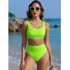 imageANRABESS Women Swimsuits Two Piece Bikini Set High Waisted Ribbed Tummy Control Modest Bathing Suits 2026 Beach Swim WearNeon Green
