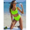 imageANRABESS Women Swimsuits Two Piece Bikini Set High Waisted Ribbed Tummy Control Modest Bathing Suits 2026 Beach Swim WearNeon Green