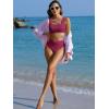 imageANRABESS Women Swimsuits Two Piece Bikini Set High Waisted Ribbed Tummy Control Modest Bathing Suits 2026 Beach Swim WearPurple Red