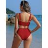 imageANRABESS Women Swimsuits Two Piece Bikini Set High Waisted Ribbed Tummy Control Modest Bathing Suits 2026 Beach Swim WearRed