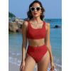 imageANRABESS Women Swimsuits Two Piece Bikini Set High Waisted Ribbed Tummy Control Modest Bathing Suits 2026 Beach Swim WearRed