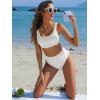 imageANRABESS Women Swimsuits Two Piece Bikini Set High Waisted Ribbed Tummy Control Modest Bathing Suits 2026 Beach Swim WearWhite