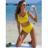 imageANRABESS Women Swimsuits Two Piece Bikini Set High Waisted Ribbed Tummy Control Modest Bathing Suits 2026 Beach Swim WearYellow