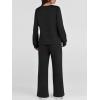 imageANRABESS Womens 2 Piece Lounge Sets Casual Travel Outfits Wide Leg Tracksuit Sweatsuits Matching Set 2026 Fall ClothesBlack