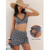 imageANRABESS Womens Bikini Skirt Sets High Waisted Two Piece Swimsuits 2026 Summer Tummy Control Mesh Swim Bathing SuitsBlack Plaid