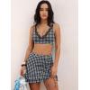 imageANRABESS Womens Bikini Skirt Sets High Waisted Two Piece Swimsuits 2026 Summer Tummy Control Mesh Swim Bathing SuitsBlack Plaid