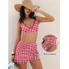 imageANRABESS Womens Bikini Skirt Sets High Waisted Two Piece Swimsuits 2026 Summer Tummy Control Mesh Swim Bathing SuitsRed Plaid