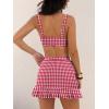 imageANRABESS Womens Bikini Skirt Sets High Waisted Two Piece Swimsuits 2026 Summer Tummy Control Mesh Swim Bathing SuitsRed Plaid