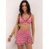 imageANRABESS Womens Bikini Skirt Sets High Waisted Two Piece Swimsuits 2026 Summer Tummy Control Mesh Swim Bathing SuitsRed Plaid