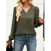 imageANRABESS Womens Business Casual Tops V Neck Puff Long Sleeve Shirts Dressy Office Work Blouse 2026 Fall Outfits ClothesArmy Green