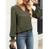 imageANRABESS Womens Business Casual Tops V Neck Puff Long Sleeve Shirts Dressy Office Work Blouse 2026 Fall Outfits ClothesArmy Green