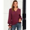imageANRABESS Womens Business Casual Tops V Neck Puff Long Sleeve Shirts Dressy Office Work Blouse 2026 Fall Outfits ClothesBurgundy Wine Red