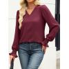 imageANRABESS Womens Business Casual Tops V Neck Puff Long Sleeve Shirts Dressy Office Work Blouse 2026 Fall Outfits ClothesBurgundy Wine Red