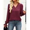 imageANRABESS Womens Business Casual Tops V Neck Puff Long Sleeve Shirts Dressy Office Work Blouse 2026 Fall Outfits ClothesBurgundy Wine Red