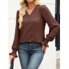 imageANRABESS Womens Business Casual Tops V Neck Puff Long Sleeve Shirts Dressy Office Work Blouse 2026 Fall Outfits ClothesCoffee