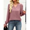 imageANRABESS Womens Business Casual Tops V Neck Puff Long Sleeve Shirts Dressy Office Work Blouse 2026 Fall Outfits ClothesDusty Rose