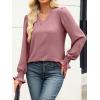imageANRABESS Womens Business Casual Tops V Neck Puff Long Sleeve Shirts Dressy Office Work Blouse 2026 Fall Outfits ClothesDusty Rose