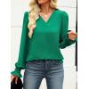 imageANRABESS Womens Business Casual Tops V Neck Puff Long Sleeve Shirts Dressy Office Work Blouse 2026 Fall Outfits ClothesGreen