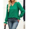 imageANRABESS Womens Business Casual Tops V Neck Puff Long Sleeve Shirts Dressy Office Work Blouse 2026 Fall Outfits ClothesGreen