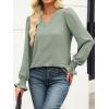 imageANRABESS Womens Business Casual Tops V Neck Puff Long Sleeve Shirts Dressy Office Work Blouse 2026 Fall Outfits ClothesLight Green