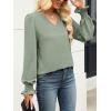 imageANRABESS Womens Business Casual Tops V Neck Puff Long Sleeve Shirts Dressy Office Work Blouse 2026 Fall Outfits ClothesLight Green