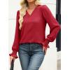 imageANRABESS Womens Business Casual Tops V Neck Puff Long Sleeve Shirts Dressy Office Work Blouse 2026 Fall Outfits ClothesRed