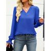 imageANRABESS Womens Business Casual Tops V Neck Puff Long Sleeve Shirts Dressy Office Work Blouse 2026 Fall Outfits ClothesRoyal Blue