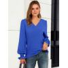 imageANRABESS Womens Business Casual Tops V Neck Puff Long Sleeve Shirts Dressy Office Work Blouse 2026 Fall Outfits ClothesRoyal Blue