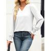 imageANRABESS Womens Business Casual Tops V Neck Puff Long Sleeve Shirts Dressy Office Work Blouse 2026 Fall Outfits ClothesWhite