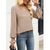 imageANRABESS Womens Business Casual Tops V Neck Puff Long Sleeve Shirts Dressy Office Work Blouse 2026 Fall Outfits ClothesYellow Khaki