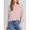 imageANRABESS Womens Cropped Sweaters Oversized Crewneck Long Batwing Sleeve Side Slit Ribbed Knit Pullover Tops 2025 Fall ClothesPink