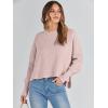 imageANRABESS Womens Cropped Sweaters Oversized Crewneck Long Batwing Sleeve Side Slit Ribbed Knit Pullover Tops 2025 Fall ClothesPink