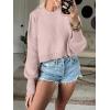 imageANRABESS Womens Cropped Sweaters Oversized Crewneck Long Batwing Sleeve Side Slit Ribbed Knit Pullover Tops 2025 Fall ClothesPink