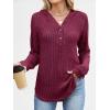 imageANRABESS Womens Long Sleeve Henley Tops Ribbed Knit Hoodie Shirts 2026 Spring Loose Fit Lightweight Hooded SweatersBurgundy