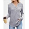 imageANRABESS Womens Long Sleeve Henley Tops Ribbed Knit Hoodie Shirts 2026 Spring Loose Fit Lightweight Hooded SweatersGrey