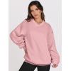 imageANRABESS Womens Oversized V Neck Sweatshirt Fleece Long Sleeve Hoodies Pullover Comfy Top 2026 Outfits Teen Preppy ClothesLight Pink