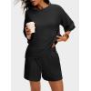 imageANRABESS Womens Pajama Sets 34 Sleeve Oversized Tops and Elastic Waist Shorts Lounge Sets LoungewearBlack