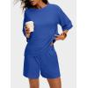 imageANRABESS Womens Pajama Sets 34 Sleeve Oversized Tops and Elastic Waist Shorts Lounge Sets LoungewearBlue