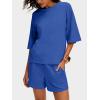 imageANRABESS Womens Pajama Sets 34 Sleeve Oversized Tops and Elastic Waist Shorts Lounge Sets LoungewearBlue