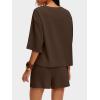 imageANRABESS Womens Pajama Sets 34 Sleeve Oversized Tops and Elastic Waist Shorts Lounge Sets LoungewearCoffee