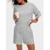 imageANRABESS Womens Pajama Sets 34 Sleeve Oversized Tops and Elastic Waist Shorts Lounge Sets LoungewearGray