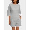 imageANRABESS Womens Pajama Sets 34 Sleeve Oversized Tops and Elastic Waist Shorts Lounge Sets LoungewearGray
