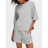 imageANRABESS Womens Pajama Sets 34 Sleeve Oversized Tops and Elastic Waist Shorts Lounge Sets LoungewearGray