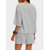 imageANRABESS Womens Pajama Sets 34 Sleeve Oversized Tops and Elastic Waist Shorts Lounge Sets LoungewearGray