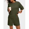imageANRABESS Womens Pajama Sets 34 Sleeve Oversized Tops and Elastic Waist Shorts Lounge Sets LoungewearGreen